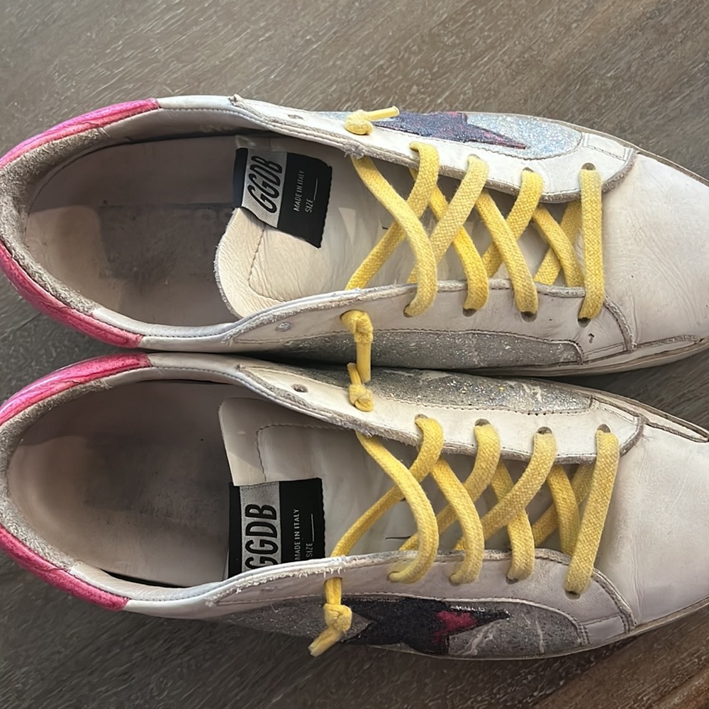 COPY - Golden Goose Silver Glitter, Pink, Yellow Superstar Sneakers 9.5/10 - Picture 4 of 6